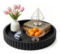Rayakt Black Decorative Tray, Silicone Round Organizer for Vanity, Coffee Table, Bathroom Counter, Heat Resistant & Waterproof Display Tray for Dining Table Living Room Kitchen Bathroom