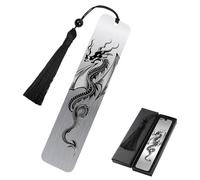 Rayakt Cool Dragon Bookmark Gift, Fantasy Metal Bookmarks with Black Tassel, Inspirational Page Marker for Readers, Graduation Gifts for Students Teachers, Book Lovers Gift with Black Gift Box