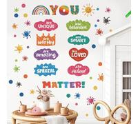 Rayakt Inspirational Quotes Wall Stickers, Positive Wall Decals with Watercolor Design, Colorful Letter Educational Playroom Decor Wall Art for Classroom, Bedroom, Nursery & School