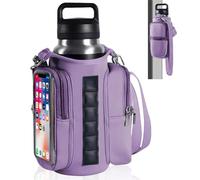 Rayakt Magnetic Gym Bag, Water Bottle Holder with Clear Phone Pouch, Adjustable Crossbody Strap Magnetic Water Bottle Bag, Built-in Magnets Gym Accessories Organizer for Gym, Travel, Workout, Hiking