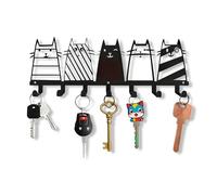 Rayakt Metal Key Holder for Wall Decorative - Key Hooks Wall Mounted with Cat Design, Black Key Hangers Key Rack for Entryway, Hallway, Office, Organization Storage for Leashes & Small Items