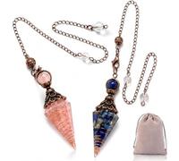 Rayakt Pendulum Crystal with Bag, Amethyst Crystal for Dowsing, Resin Point Spiritual Tool for Meditation, Gemstone Point Pendant for Divination Wicca, Chakra Balance, Spiritual Guidance