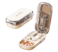 Rayakt Pill Cutter, Portable Tablet Divider, Pill Splitter for Small or Large Tablets, Adjustable 1/2 & 1/4 Cut, Medicine Cutter with Storage Compartment, Pill Dispenser for Travel, Pet