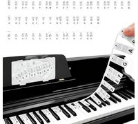 Rayakt Removable Piano Keyboard Note Labels, Reusable 88 Key Full Size Universal Piano Notes Guide, No Need Stickers, Piano Notes Overlay with Box, Silicone Music Label for Beginners (Black Text)