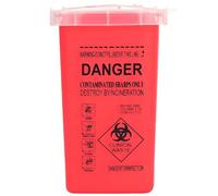 Rayakt Sharps Bin Sharps Box for Needles, Container Trash Bin with Safe Lock, 1L Sharps Travel Sharps Portable Tattoo Supplies (Red One)