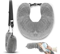 Rayakt Stuffable Neck Pillow for Travel, 80 * 18.5cm Adjustable Travel Neck Pillows, Ultra-Soft Washable Pillow with Storage Bag, Fillable with Clothes for Plane, Train & Car Essentials (Grey)