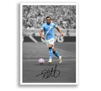 Rayan Cherki Manchester City Signed Photo Poster Print Picture Display Framed Autograph Memorabilia for Football Fans Gift France (A4 poster Only B+W)