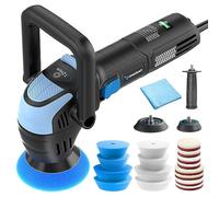 RAYBAO Mini Polisher, 2inch/ 3inch 750W Car Polishers and Buffers with 12mm Random Orbital-Improve Work Efficiency by 35%, 16pcs Trapezoidal Polisher Pads,16.4 ft Cord, DA Polisher for Car Polishing