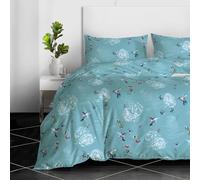RAYBedding 2PCS Single Duvet Set 100% Egyptian Cotton Bedding Single Bed Set 400 Thread Count Floral Printed Country Bird Duvet Cover Single with Pillow Case