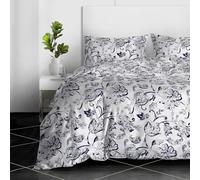 RAYBedding 2PCS Single Duvet Set 100% Egyptian Cotton Bedding Single Bed Set 400 Thread Count Floral Printed Vintage Floral Duvet Cover Single with Pillow Case