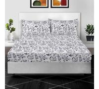 RAYBedding 3PC Printed Super King Fitted Sheet 100% Egyptian Cotton Floral Design 400 Thread Count 30cm/12” Extra Deep Fitted Super King Bed Sheets with Pillow cases 2 Pack