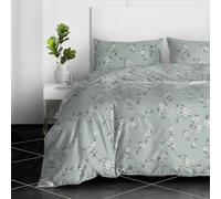 RAYBedding 3PCS Duvet Set 100% Egyptian Cotton Double Bed Set 400 Thread Count Floral Printed Mint Bloom Duvet Cover with Pillow Cases 2 Pack