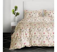 RAYBedding 3PCS Duvet Set 100% Egyptian Cotton Super King Bed Set 400 Thread Count Floral Printed Blossom Pink Duvet Cover with Pillow Cases 2 Pack
