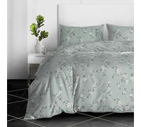 RAYBedding 3PCS Duvet Set 100% Egyptian Cotton Super King Bed Set 400 Thread Count Floral Printed Mint Bloom Duvet Cover with Pillow Cases 2 Pack