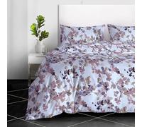 RAYBedding 3PCS King Size Duvet Cover Set 100% Egyptian Cotton Bedding King Size Bed Set 400 Thread Count Floral Printed Mauve Leaf Duvet Cover King with Pillow Cases 2 Pack