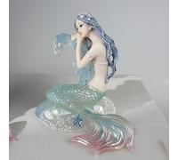 Rayberro Crystal Mermaid Figurines 4.72" Clear Resin Mermaid Sculpture Mediterranean Princess Ornaments Home Office Desktop Bookshelf Mermaid Collectible Figurines Crafts Fish Tank Aquarium Decoration