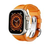Raycarrey Rugged Silicone Strap Compatible with Apple Watch Band Ultra 2/Ultra 49mm 46mm 45mm 44mm 42mm, Durable Butterfly Buckle Sport Bands for iWatch Series SE 10 9 8 7 6 5 4 3 2 1