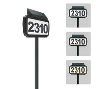 RAYCCI Solar Powered House Number Plate, Three Light Colors, Waterproof with Pole, For Outdoor, Garden Use (With Stakes)