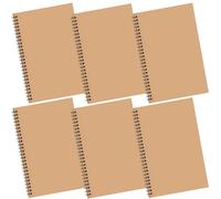 Rayconup A5 Notebook, 6 Pack A5 Lined Notebook, Kraft Cover Wirebound Spiral Notepad, 120 Pages 60 Sheets Note Book Lined Spiral Bound Note Pad For School, Study, Office Use（8.3 * 5.5inch）