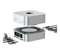 RayCue All-in-One Dock for Mac mini M4 with Smart Displays, NVMe/SATA SSD Enclosure, 4K60Hz HDMI, 10G USB-A/C, 5G USB-A*2, USB-C Charging, SD/TF, Audio - Mac mini M4 HUB &Docking Station(2024)