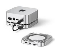 RayCue Mac Mini M6, M5 Pro, M4 Dock, SSD Enclosure & Stand | 8TB NVMe SSD Enclosure With 2 USB A 10Gbps,10G USB C Data Port, 5G USB A*2, USB-C Charge, SD/TF, Audio