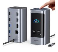 RayCue USB C Docking Station, 15 in 1 Triple Display with 5 Shortcut Button, 8K DP and HDMI, 10Gbps USB A/C, Gigabit Ethernet, 100W PD, Audio, Laptop Docking Station for Windows/Dell/HP/Lenovo/Mac