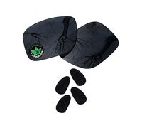 Raydi Polycarbonate Replacement Lenses & Nosepads for Maui Jim Red Sands Sunglasses - Solid Black - Polarized