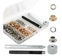 Raydodo 140 Sets Reinforced Grommet Kit, 1/4 Inch Metal Brass Eyelet Kit with 3 Pieces Grommet Tool Boot Eyelet Repair Kit and Grommets for Fabric, Tarps, Leather, Belt with Storage Box