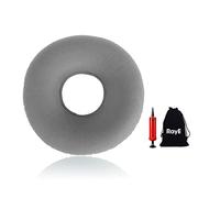 RayE Large Orthopaedic Seat Cushion, 45 cm Haemorrhoid Seat Cushion, Inflatable Seat Cushion, Orthopaedic Doughnut Seat Cushion, Inflatable Cushion, Soft Seat Ring with Pump, Grey