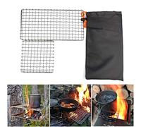 Rayeeley 2-Pack Stainless Steel Mesh Camping Grill, Bushcraft Grills Backpacker Barbecue Grills, Campfire Cooking BBQ Grate, High Strength Outdoor Mesh Gear for Camping, Hiking, Backpacking