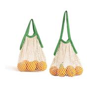 Rayeeley 2Pcs Grocery Net Bags String Bag Reusable Cotton Mesh Fruit Organic Commodities Shopping Bag Net Long and Short Handle Vegetables Outgoing Travel Produce Bag Eco-Friendly