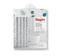 Rayen | Bathroom Curtains | Shower Curtain or Bath | Waterproof | Polyester | Quick Drying | Opaque, PVC Rings | Includes 12 Hooks | 180 x 200 cm | White with Blue Dots