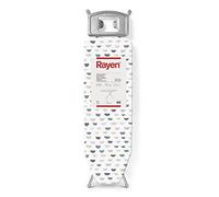 Rayen | Ironing Board - Basic Range | Adjustable Height | Metal Mesh | Iron Rest | Gray Frame and White Patterned Cover | Dimensions: 120 x 38 cm