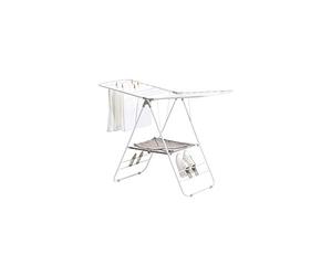 Rayen | Multifunctional clothesline | Strong material | Clothesline with XXL rods | 16 meter laying surface | mesh for drying delicate clothes | 4 shoe hangers | 15.24 x 153.67 x 273.05 cm