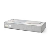 Rayen | Storage box for clothes and bedclothes | Zip-up fabric bag for clothes with breathable, folding and resistant vent | 45 x 103 x 16 cm | Light Grey/Translucent