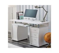 RayGar Wicklow Computer Desk with Storage Cabinet & 3 Drawers in White | Size: 1 Pack RayGar White 1 Pack