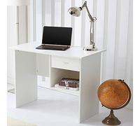 RayGar Office Computer Desk with 1 Drawer and 1 Open Storage Space PC Table Workstation for Home and Office (White)