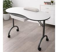 Raygar Venus Portable Manicure Table Nail Beauty With Foldable Legs In White White