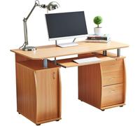 RayGar Wicklow Computer Desk with Storage Cabinet & 3 Drawers in Brown | Size: 1 Pack RayGar Brown 1 Pack