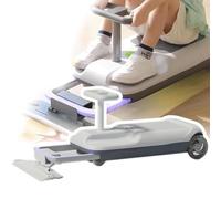 RayGenius Cleaning Go Kart For Kids, Ride On Mop Floor Cleaner Go Carts, Portable Go Kart, 5-Variable Speed Retractable Cleaning Mopping Kart, Glowing Wheels & Storage.,DualDrive-Grey