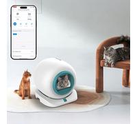 RayGenius Electric Smart Robot Litter Box 65L Large.Litter Tray Self Cleaning Cat Litter Box Automatic for Multiple Cats, Odor Eliminator/App Control/Safety Protection.,Green