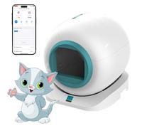 RayGenius Self Cleaning Cat Litter Tray 65L Extra Large Automatic Litter Box with APP Control Smart Cat Toilet for Multiple Cats Odor Removal,Green