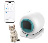 RayGenius Self Cleaning Cat Litter Tray, 65L Large Capacity Automatic Cat Litter Tray, Odour Control, App-Controlled Robot Litter Box for Multiple Cats,Green