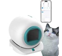 RayGenius Self Cleaning Cat Litter Tray, Automatic Cat Litter Box with Door, Max. 65L Smart Robot Litter Tray with APP Remote Control & Safety Protection.,Green