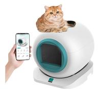 RayGenius Self Cleaning Cat Litter Tray, Safety Protection Automatic Cat Littler Tray for Multiple Cats, Extra Large/Odor Isolation/APP Control Smart Robot Cat Litter Box .,Green