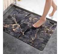 RAYGU Quick-Dry Diatomite Bath Mat, Non-Slip Marble Pattern Bathroom Rug, Ultra-Thin Easy-Clean Water-Absorbing Mat for Shower, Tub & Sink (Golden Lines, 50CM*80CM)