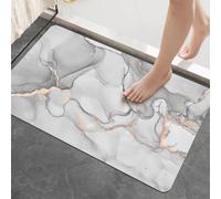 RAYGU Quick-Dry Diatomite Bath Mat, Non-Slip Marble Pattern Bathroom Rug, Ultra-Thin Easy-Clean Water-Absorbing Mat for Shower, Tub & Sink (White water ripples, 40CM*60CM)