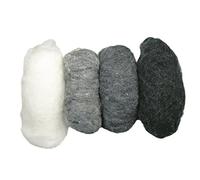 Rayher 100% Wool Carded Felting Wool Batts, Set of 4 in Different Grey Shades, 4x25g, 5363200