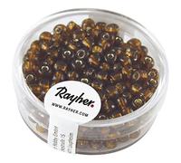 RAYHER 1430005 Seed Beads with Silver Insert Detail 4 mm Ã ¸, Dose 17 g, d. braun