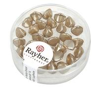 Rayher 14460535 Triangular Glass Beads, 7 mm, Box of 32, Taupe-Brown